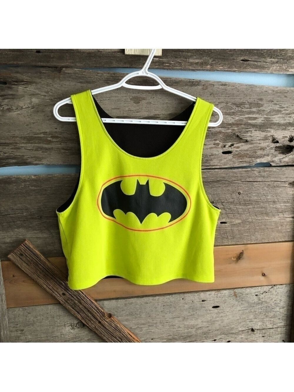 Batman Size L Neon/Black Reversible Cropped Top